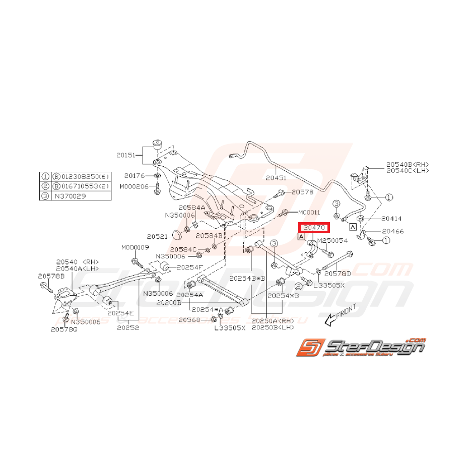 Links arrière origine SUBARU GT 93-00 WRX 01-07 STI 01-03
