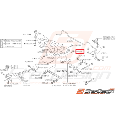 Vis suspension arrière GT 93-00 WRX/STI 01-07