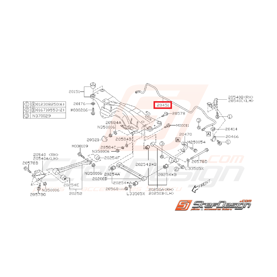 Barre stabilisatrice arrière SUBARU WRX 2007