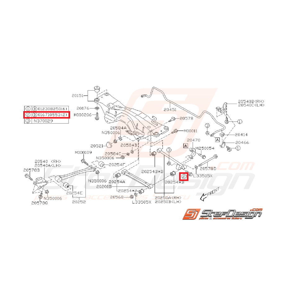Vis fixation de links arrière GT 93-00 WRX 01-07 STI 01-04 Vis fixation de links arrière GT 93-00 WRX 01-07 STI 01-04