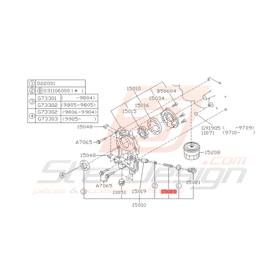 Ressort de Pompe à Huile Origine Subaru GT 1993 - 2000