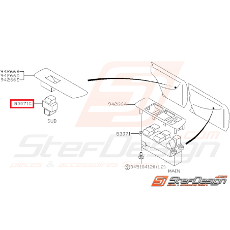 Bouton lève vitre électrique porte avant côté passager/arrière SUBARU GT 98-00