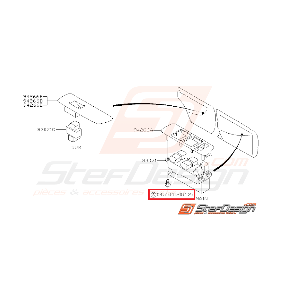 Vis de fixation de couvercle de bouton lèvre-vitre SUBARU GT 98-00 Vis de fixation de couvercle de bouton lèvre-vitre SUBARU GT 98-00