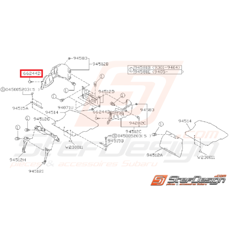 Capuchon de garniture de coffre SUBARU GT 93-00