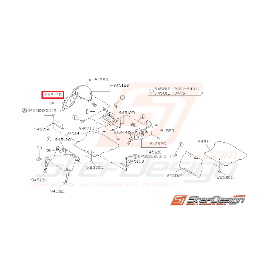 Capuchon de garniture de coffre SUBARU GT 93-00