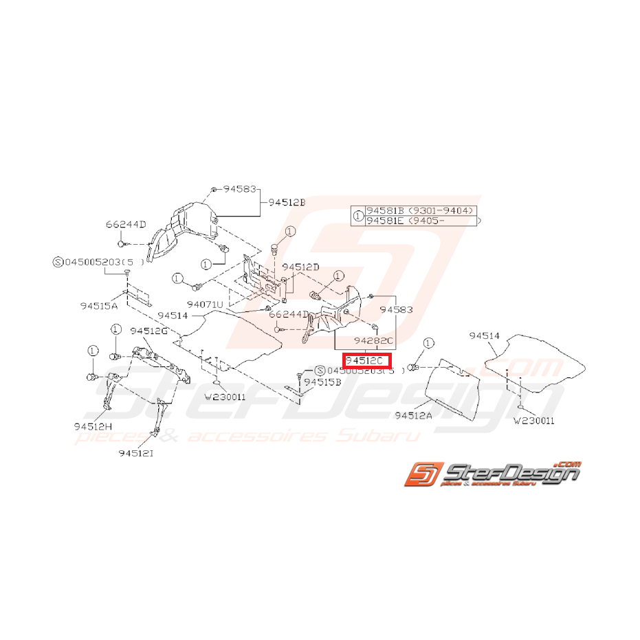 Garniture intérieur de coffre côté gauche SUBARU GT 95-00