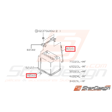 Tige de fixation de batterie GT 93-00 WRX/STI 01-07