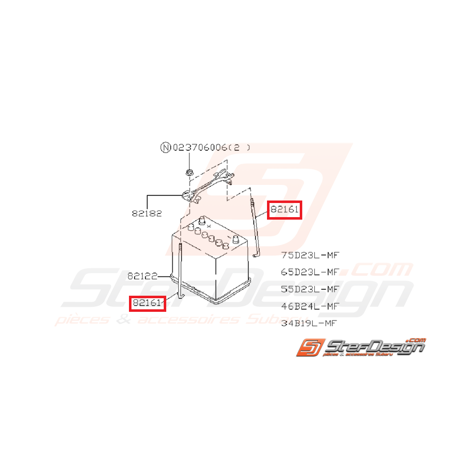 Tige de fixation de batterie GT 93-00 WRX/STI 01-07 Tige de fixation de batterie GT 93-00 WRX/STI 01-07