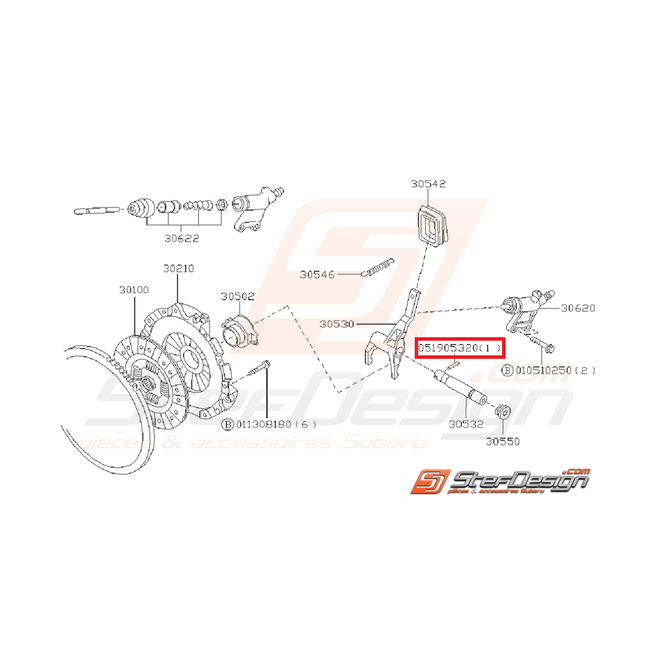 Arrêtoir d'axe de fouchette pour GT 93-00 et WRX/STI 2001-2007