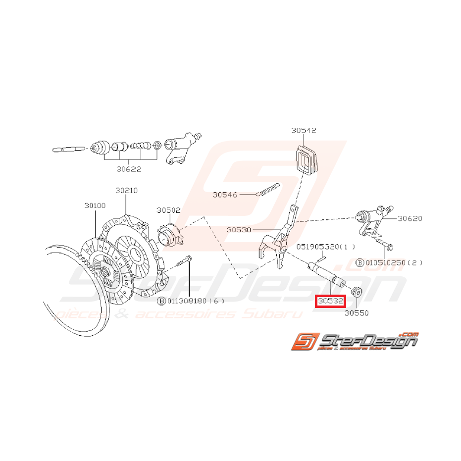 Axe de fourchette d'embrayage WRX 01-05 STI 01-14