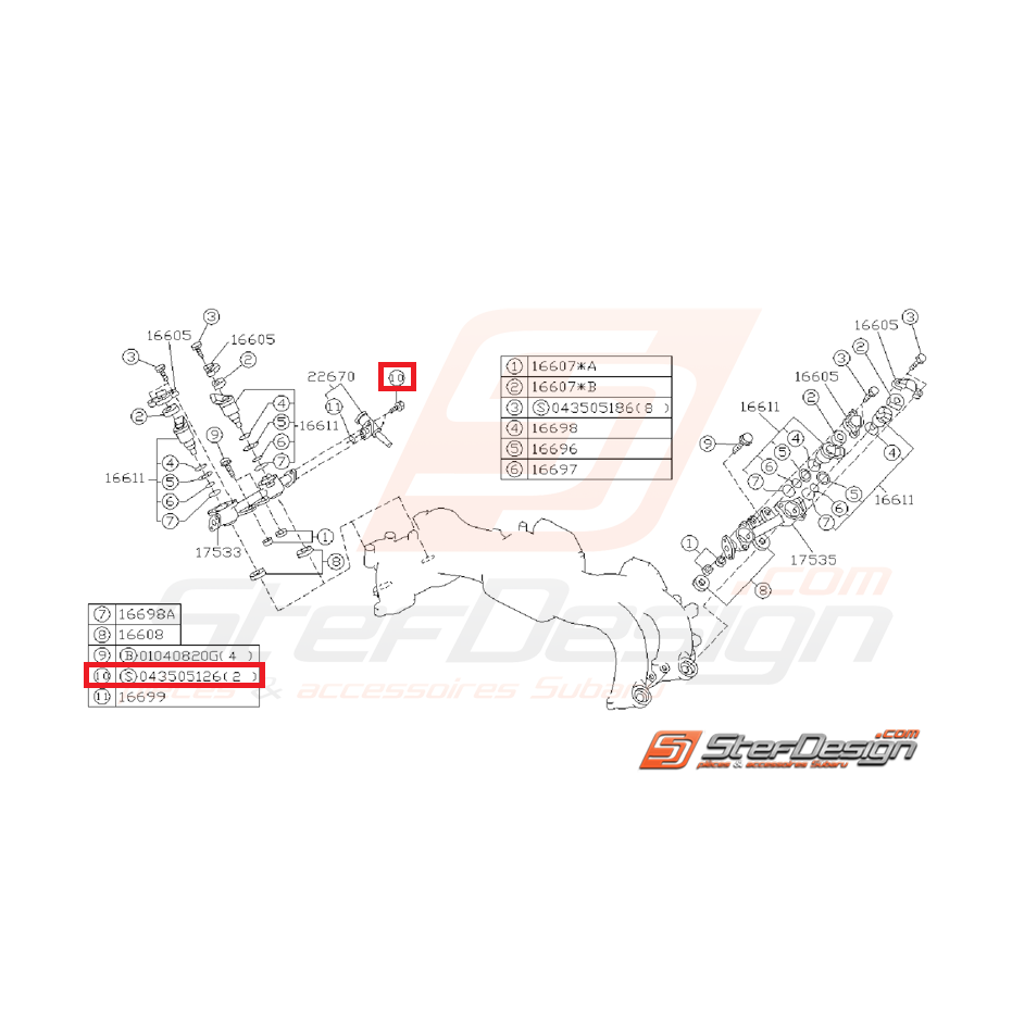 Ensemble Vis et Rondelle Origine Subaru GT 1993 - 1996