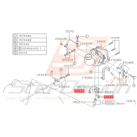 Boulon Turbo Origine Subaru GT 1993 - 1996