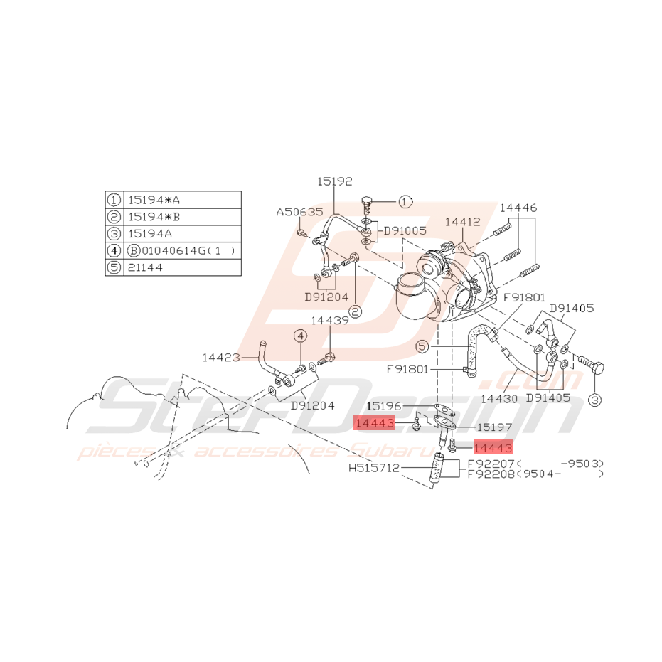 Boulon Turbo Origine Subaru GT 1993 - 1996