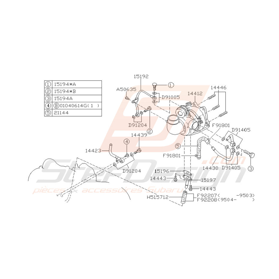 Ensemble Turbo Origine Subaru GT 1993 - 1996 Ensemble Turbo Origine Subaru GT 1993 - 1996