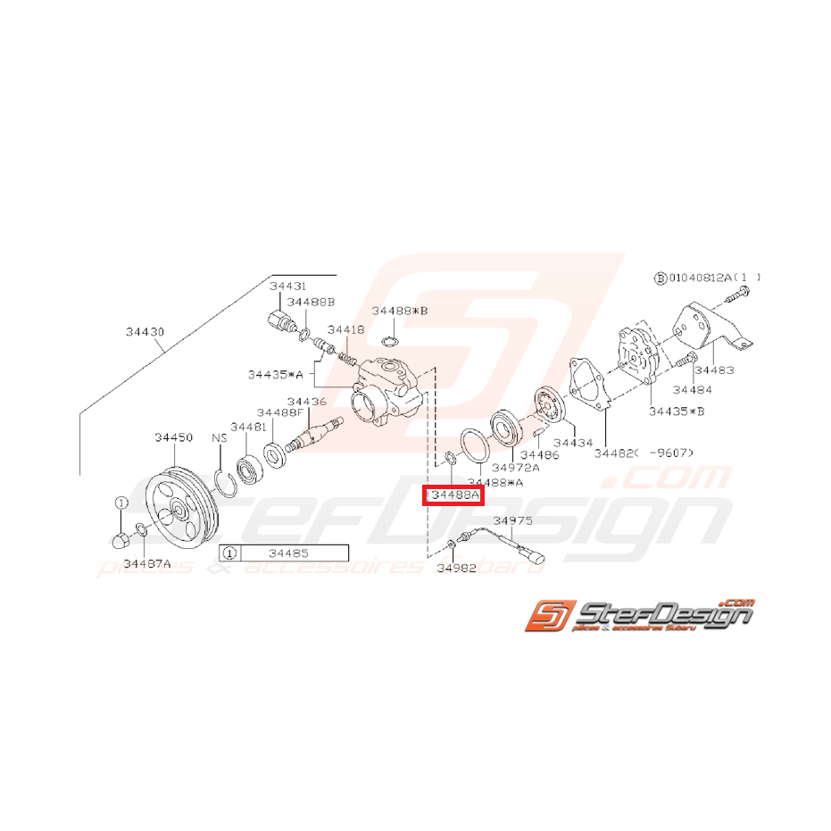 Joint torique d'axe de pompe de direction assistée GT 97-00