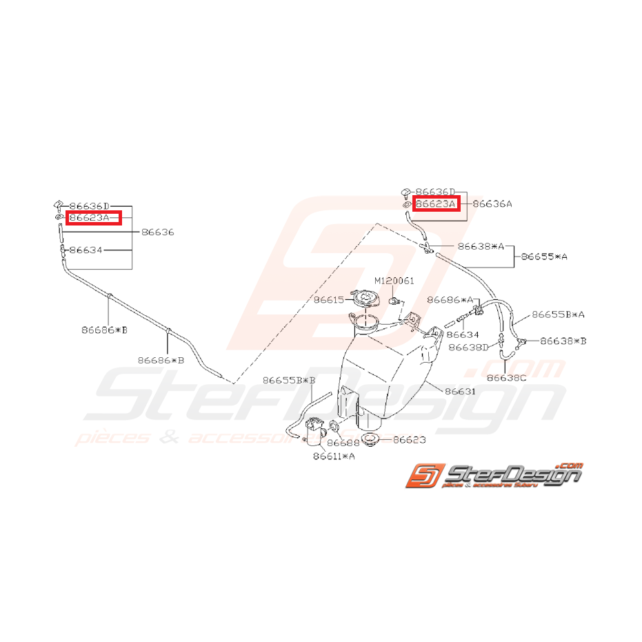 Joint Gicleur Lave Glace Avant Origine Subaru GT 1993 - 1996