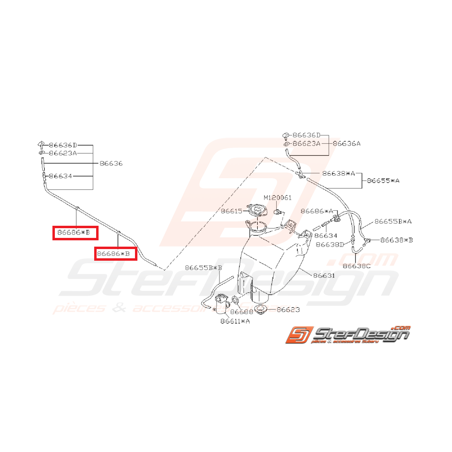 Agrafe de tuyau de lave-glace SUBARU GT 93-00