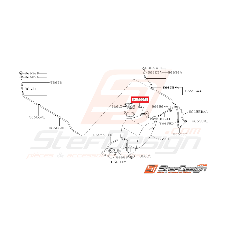 Vis Bocal Lave Glace Avant Origine Subaru GT 1993 - 1996 Vis Bocal Lave Glace Avant Origine Subaru GT 1993 - 1996