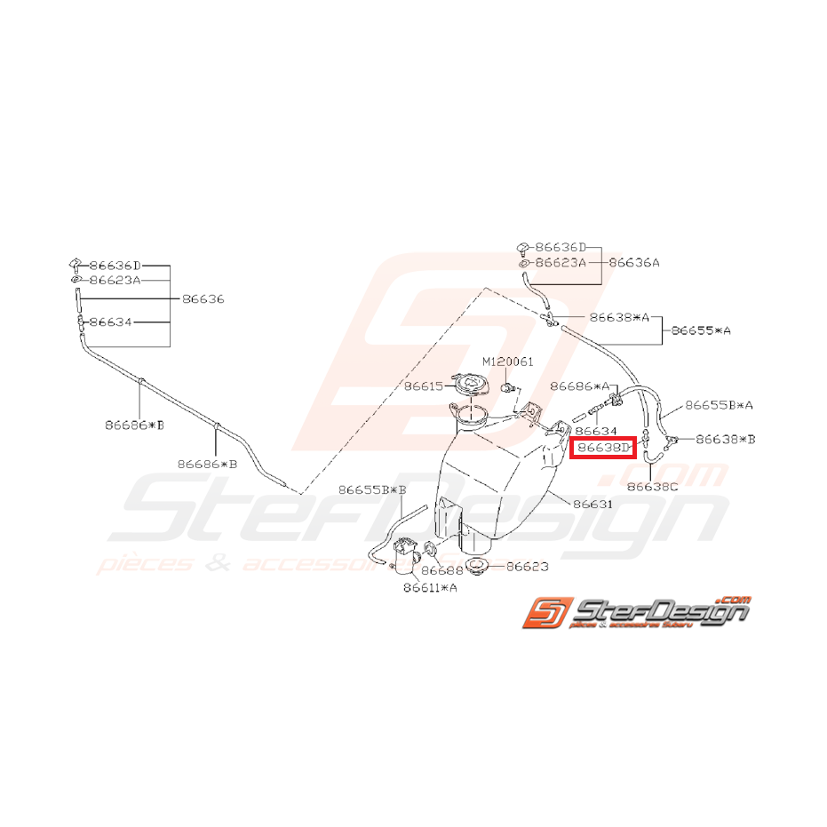 Raccord Lave Glace Avant Origine Subaru GT 1993 - 1996