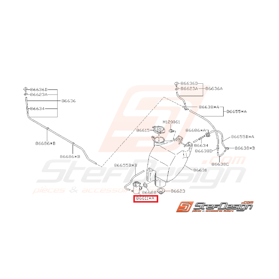 Pompe lave-glace droite IMPREZA GT 93-00 WRX/STI 01-05