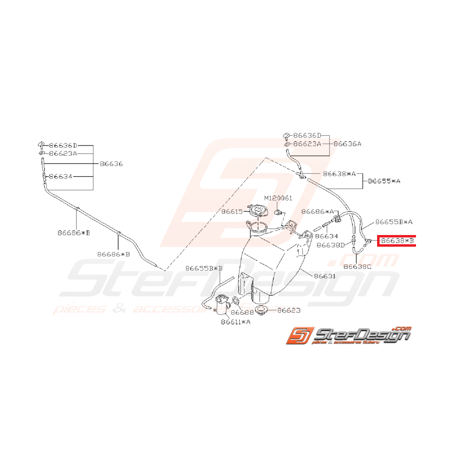 Raccord Y de pompe lave-glace SUBARU GT 98-00 Raccord Y de pompe lave-glace SUBARU GT 98-00