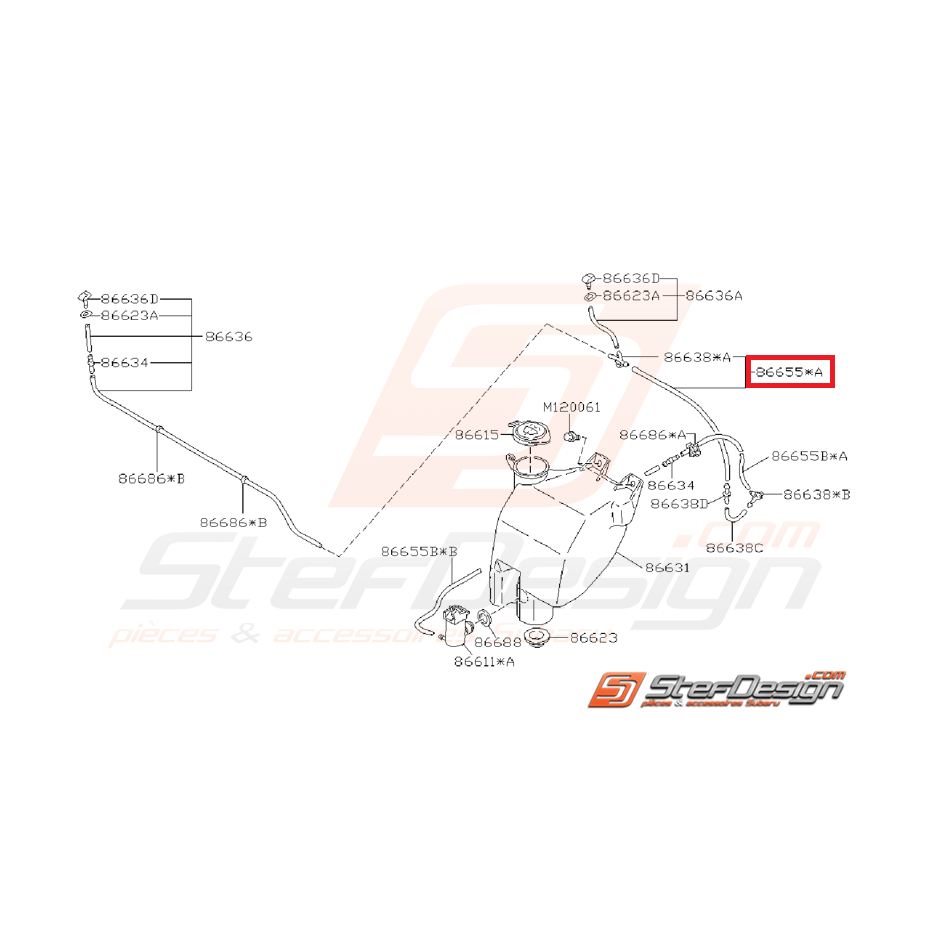 Durite lave-glace origine SUBARU GT 98-00