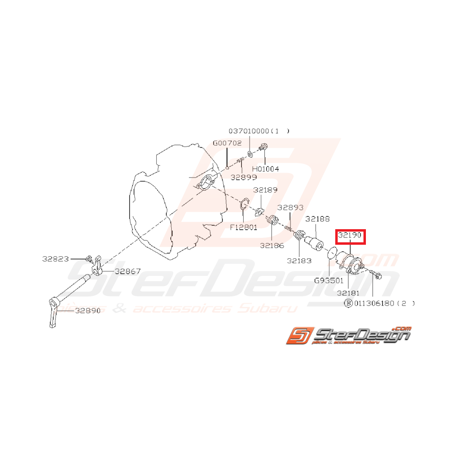 Entretoise de sélecteur pour Impreza GT 1993 à 2000