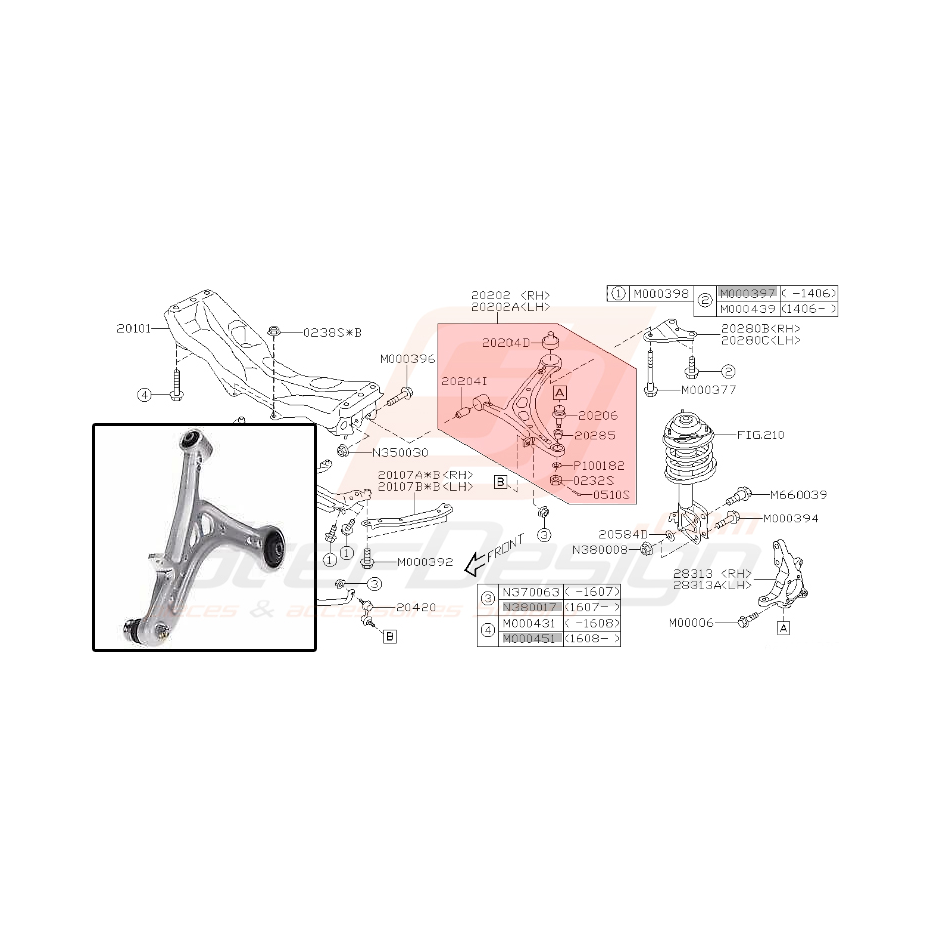 Triangle avant pour subaru impreza STI 2016