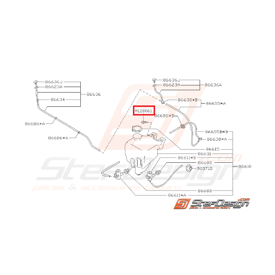 Vis Bocal Lave Glace Avant Origine Subaru GT 1993 - 1996 Vis Bocal Lave Glace Avant Origine Subaru GT 1993 - 1996
