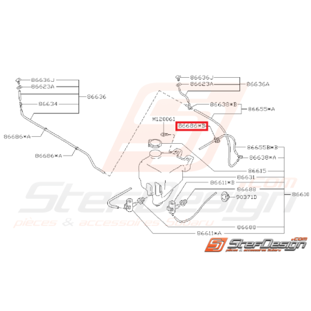 Agrafe de tuyau de lave-glace SUBARU GT 93-00