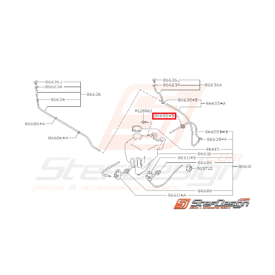 Agrafe de tuyau de lave-glace SUBARU GT 93-00