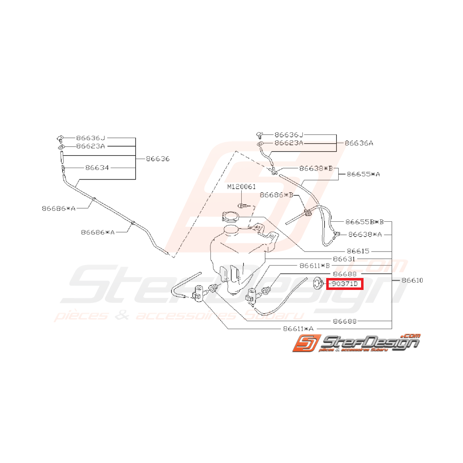 Douille de Système de Lave Glace Avant Origine Subaru GT 1997