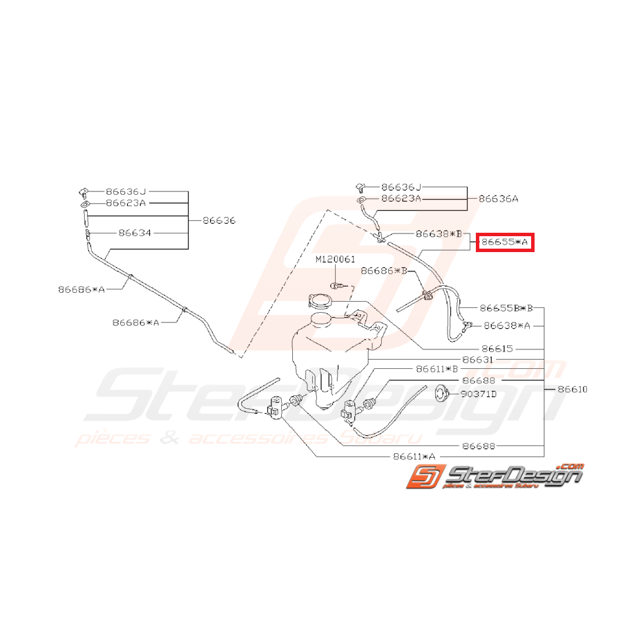 Durite lave-glace origine SUBARU GT 98-00