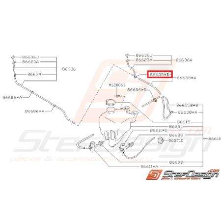 Raccord Y de pompe lave-glace SUBARU GT 98-00