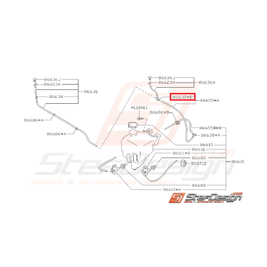 Raccord Y de pompe lave-glace SUBARU GT 98-00 Raccord Y de pompe lave-glace SUBARU GT 98-00