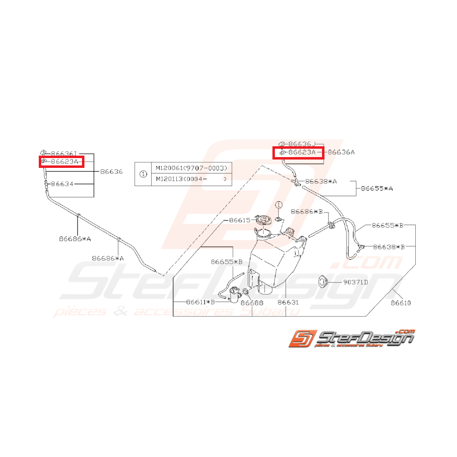 Garniture gicleurs lave-phares SUBARU WRX/STI 01-07