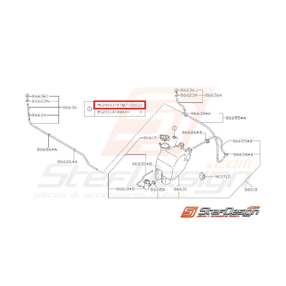 Vis Bocal Lave Glace Avant Origine Subaru GT 1993 - 1996 Vis Bocal Lave Glace Avant Origine Subaru GT 1993 - 1996