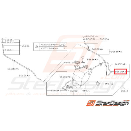 Raccord Y de pompe lave-glace SUBARU GT 98-00