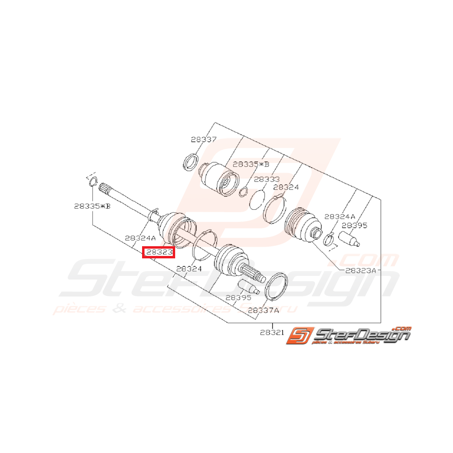 Soufflet de cardan avant côté roue SUBARU GT 94-95