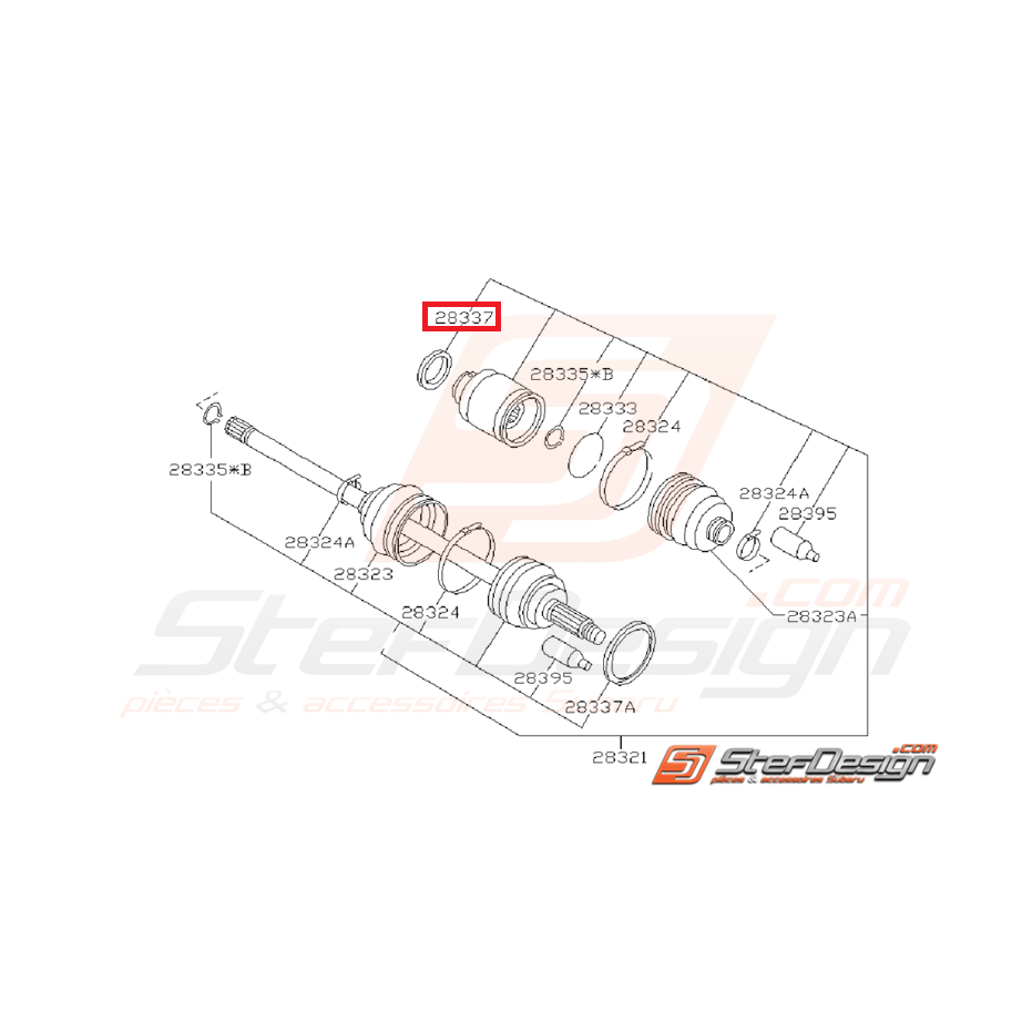 Joint d'étanchéité d'huile de cardan côté pont WRX 01-03