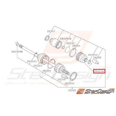 Soufflet de cardan avant côté boite GT 97-00 arrière côté pont GT 93-00 WRX 01-03