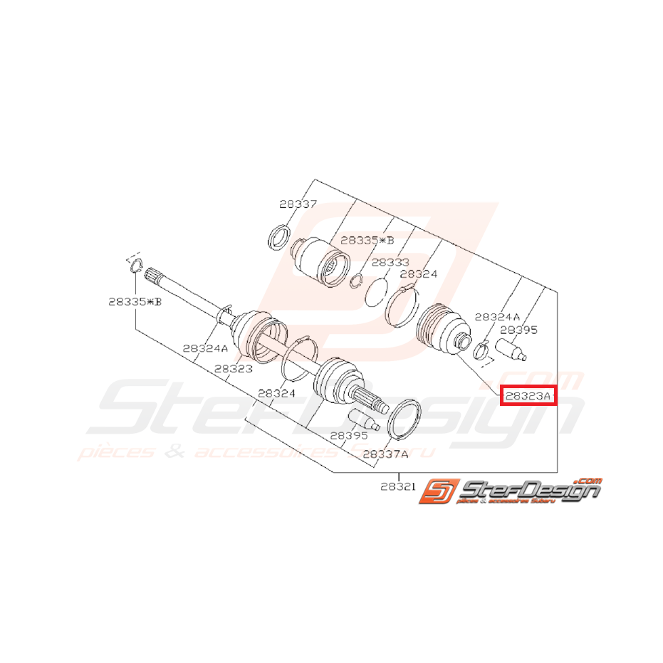 Soufflet de cardan avant côté boite GT 97-00 arrière côté pont GT 93-00 WRX 01-03