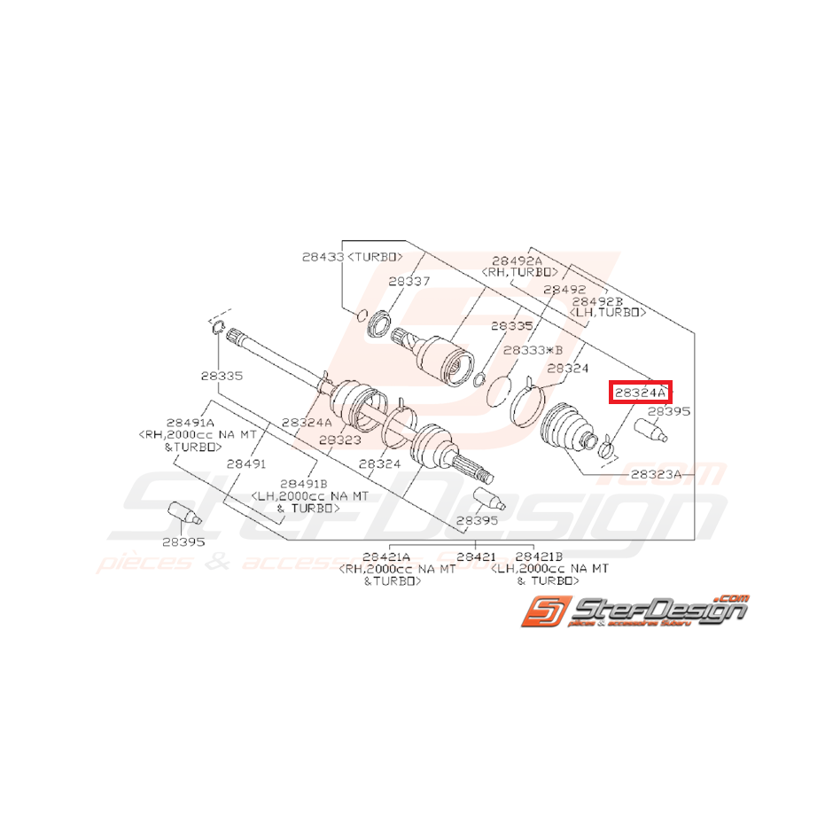 Collier Soufflet de Cardan Avant Origine Subaru GT 1993 - 1996