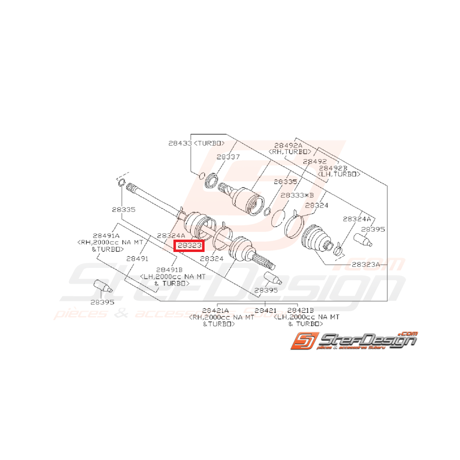 Soufflet de cardan arrière ORIGINE SUBARU côté roue WRX 06-11