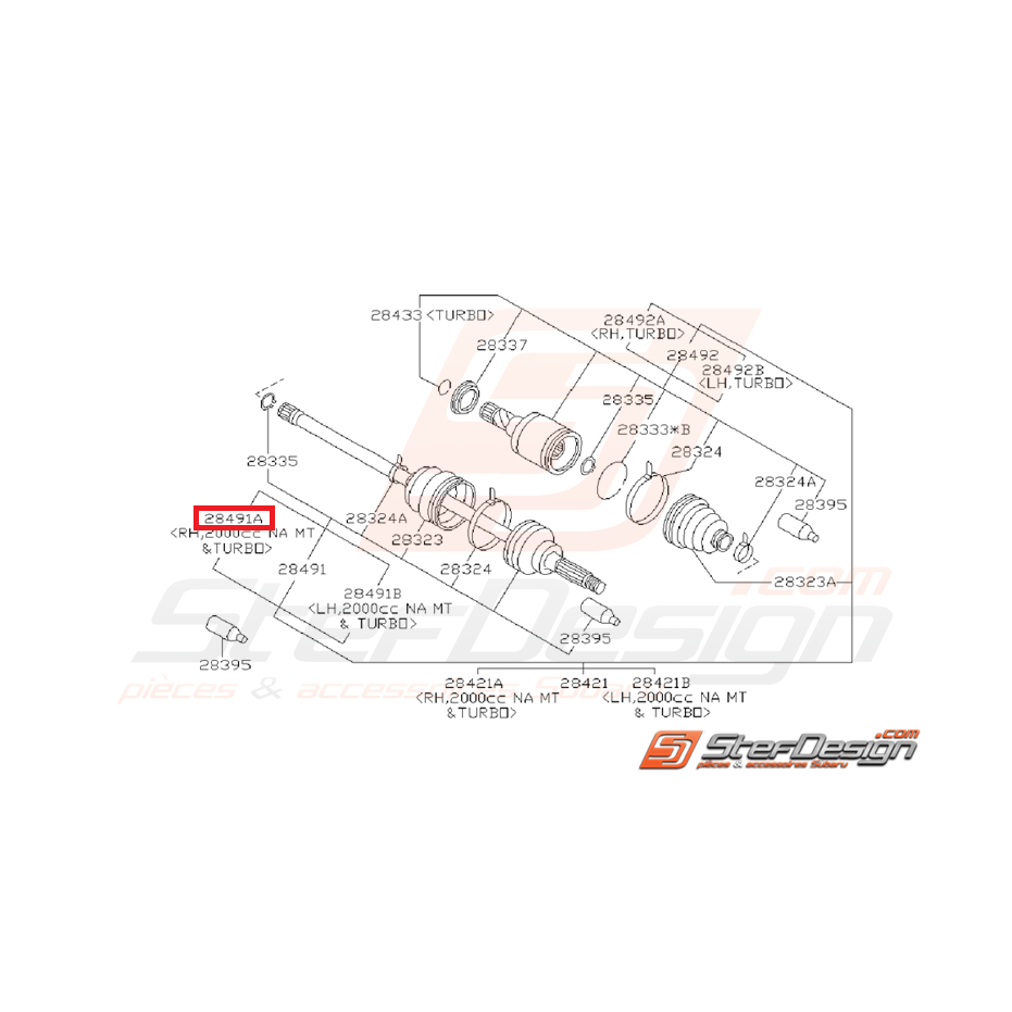 Tête de cardan de arrière côté roue P1 Type R 