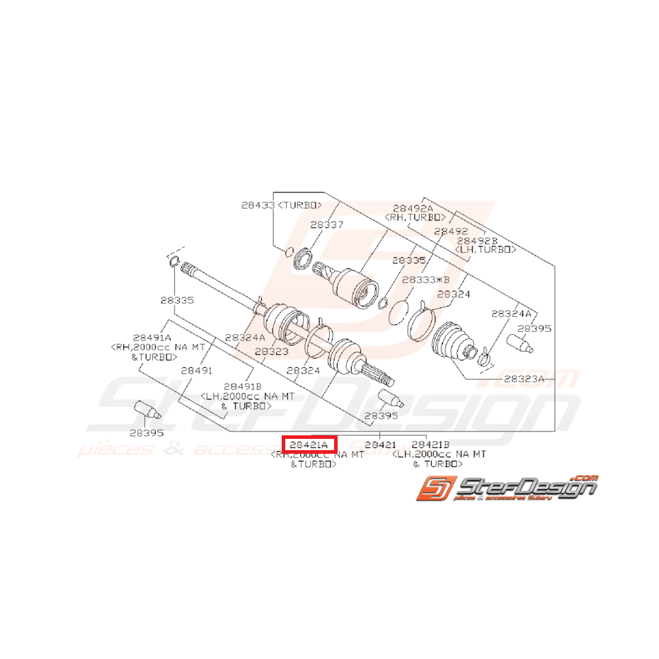 Cardan arrière SUBARU GT du 01/05/2000 au 31/07/2000