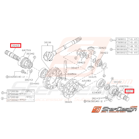 Axe Sortie de Différentiel Origine Subaru GT 1993 - 1996