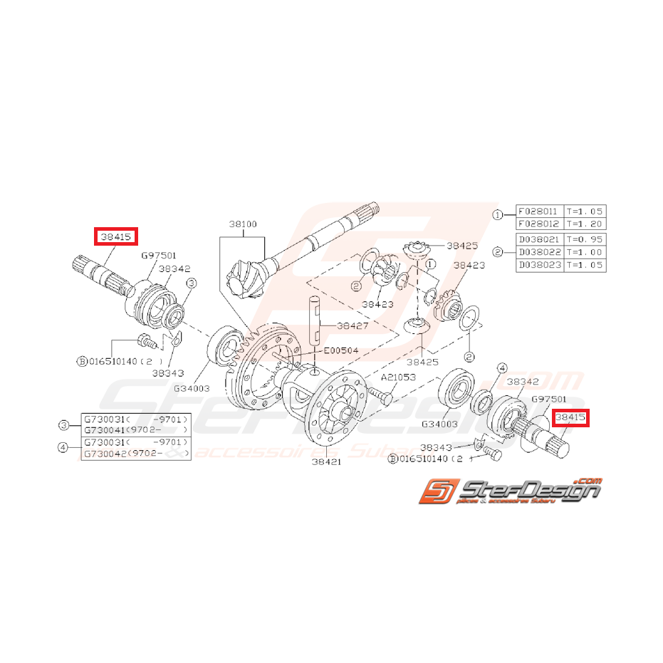 Axe Sortie de Différentiel Origine Subaru GT 1993 - 1996