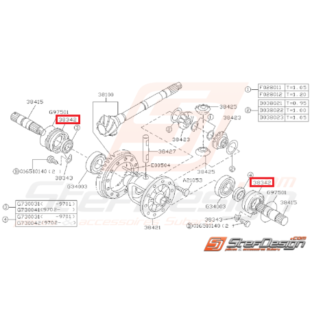 Retenue de Différentiel Origine Subaru GT 1993 - 1996