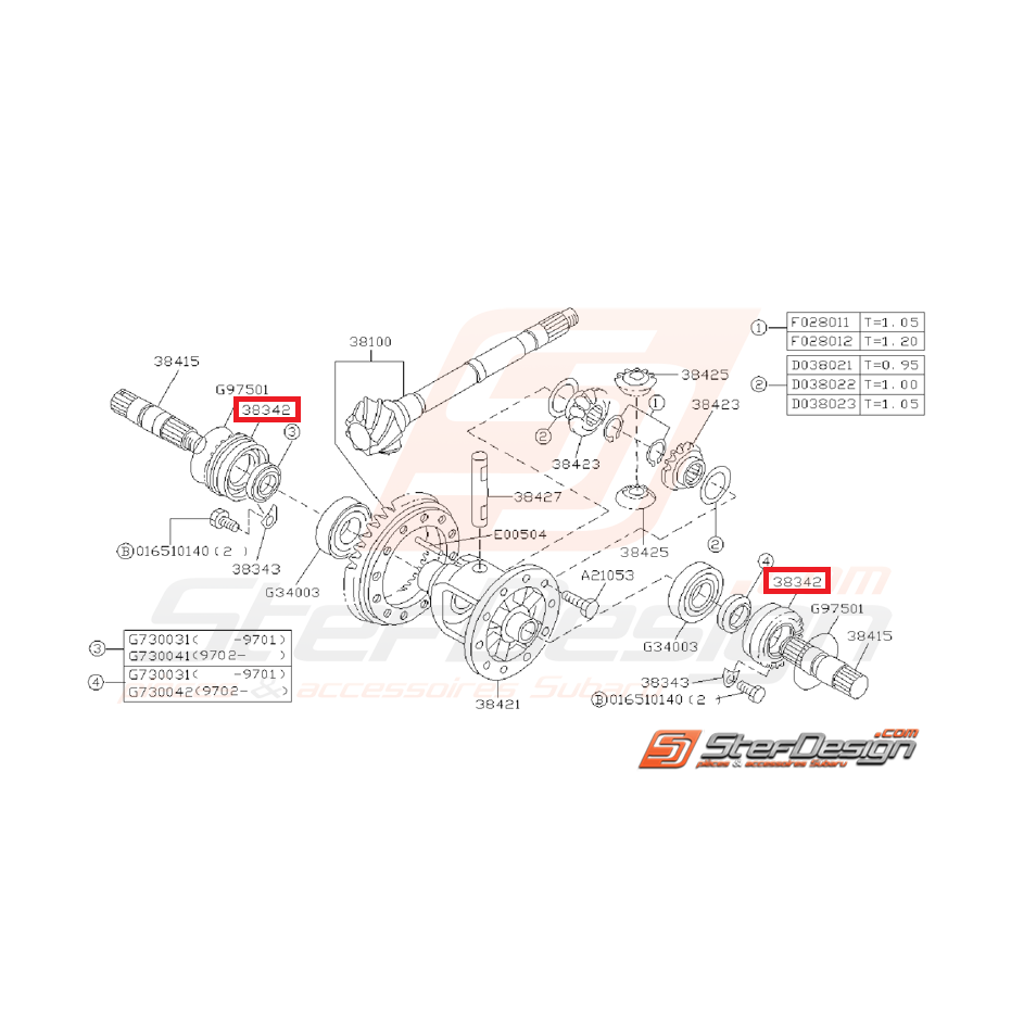 Retenue de Différentiel Origine Subaru GT 1993 - 1996